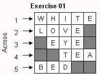 Crossword Puzzles: horizontal exercise